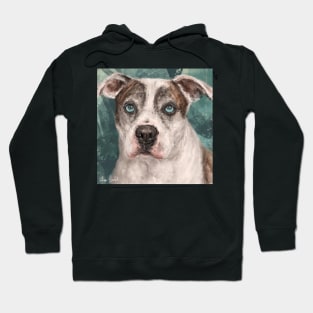 Painting of a Gorgeous Amstaff Dog with Blue Eyes Hoodie